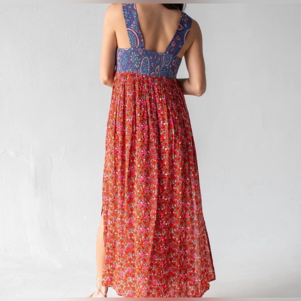 Natural Life Tricia Maxi Dress in Ditsy Blue - Red Floral Print - Picture 3 of 7